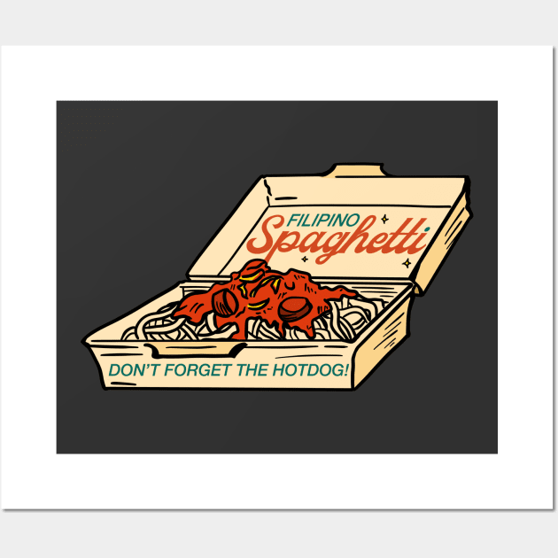 FILIPINO SWEET SPAGHETTI HOTDOG Wall Art by Aydapadi Studio